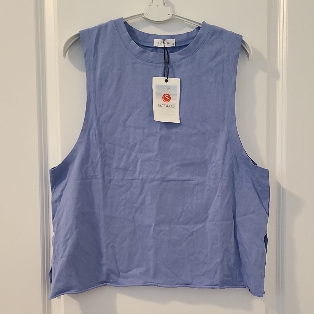 Light Blue Boxy Muscle Tee Sleeveless Top
